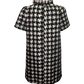 Houndstooth Ruffle V Neck Shift Dress
