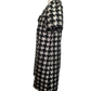 Houndstooth Ruffle V Neck Shift Dress