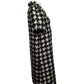 Houndstooth Ruffle V Neck Shift Dress