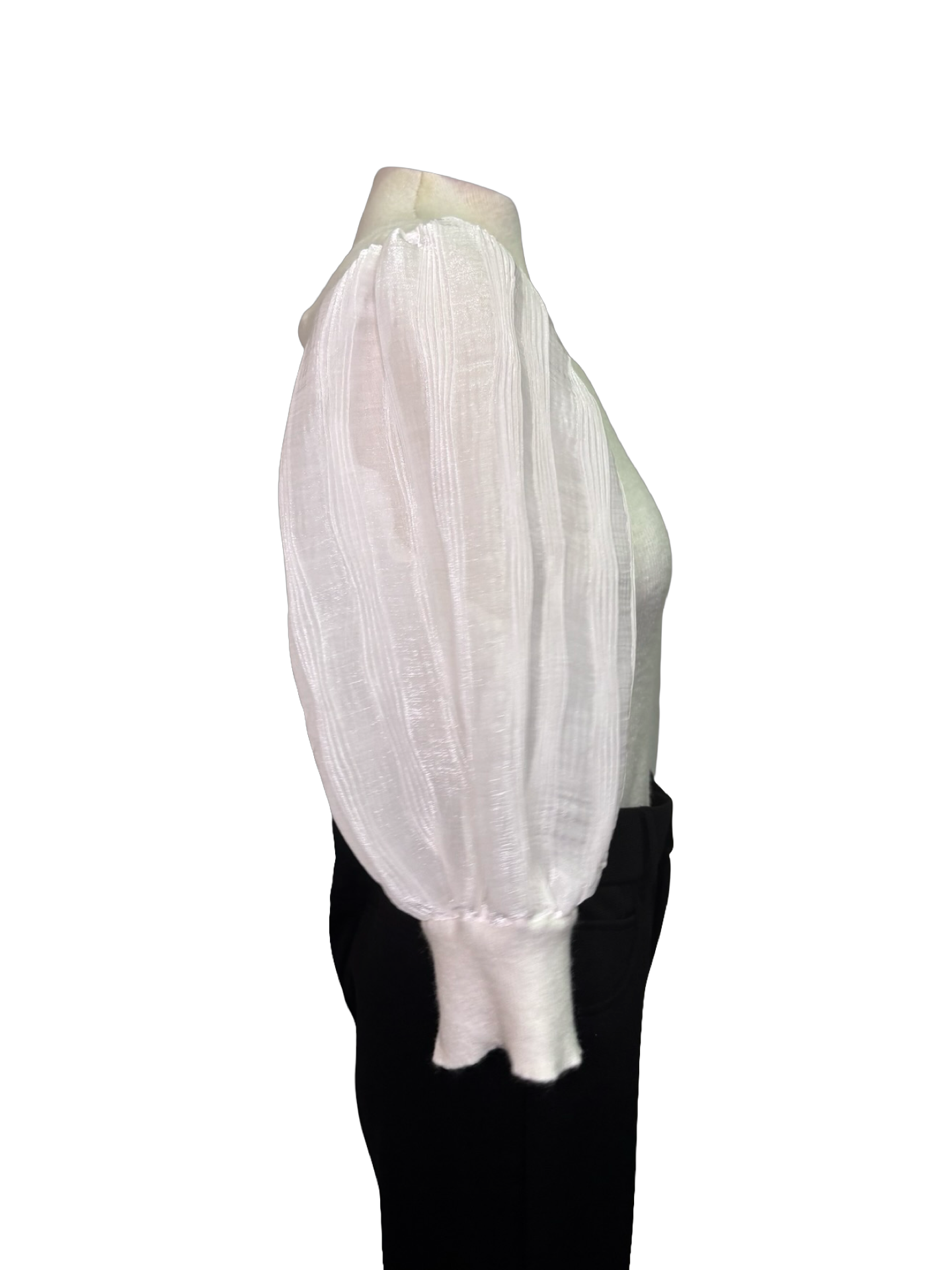 Pleated Puff Sleeve Knit Top Ivory