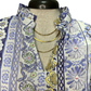 Ruffle V-Neckline Floral Print Embroidery Top Purple