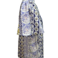 Ruffle V-Neckline Floral Print Embroidery Top Purple