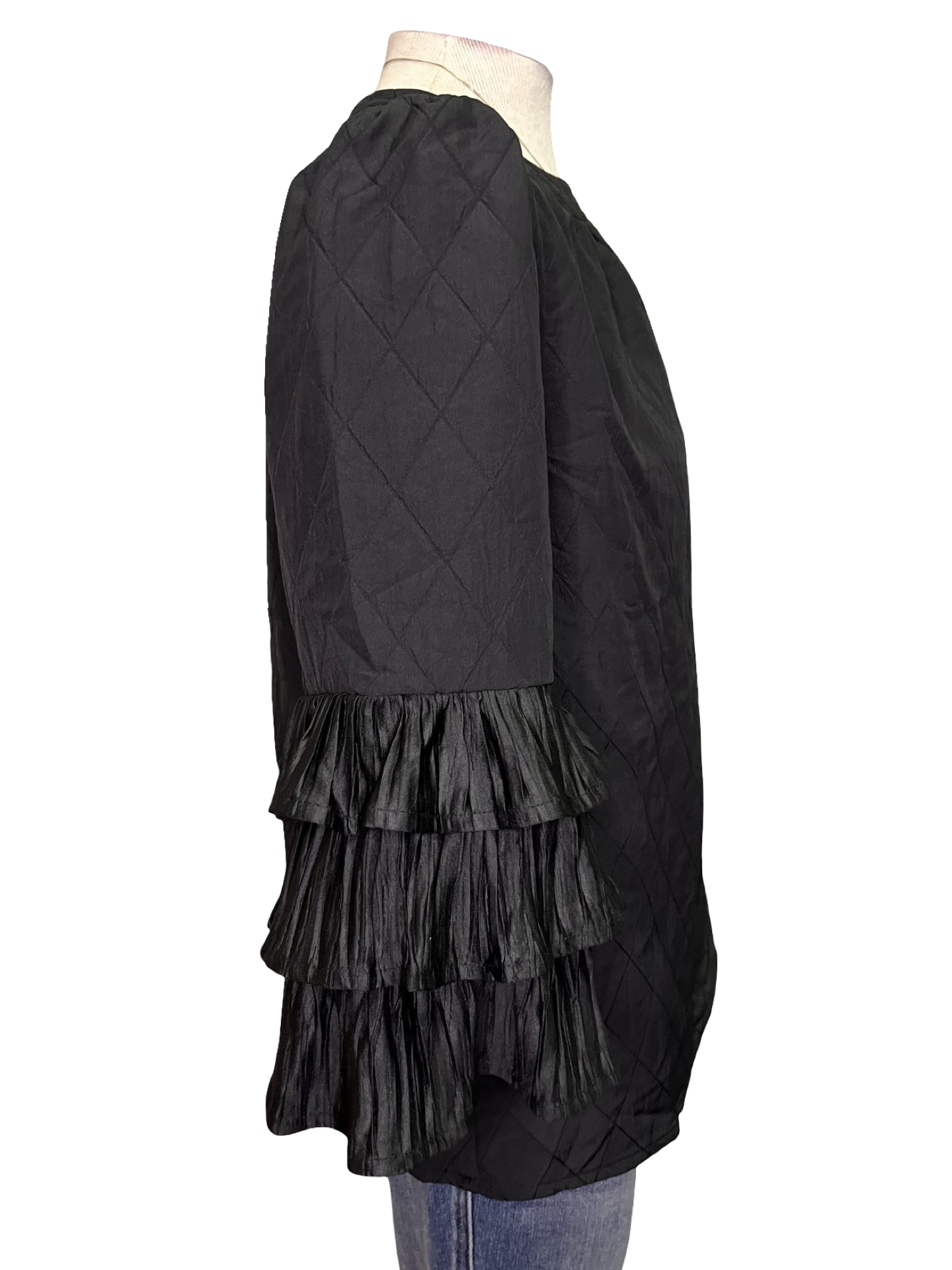 Three Layer Pleated Top Black