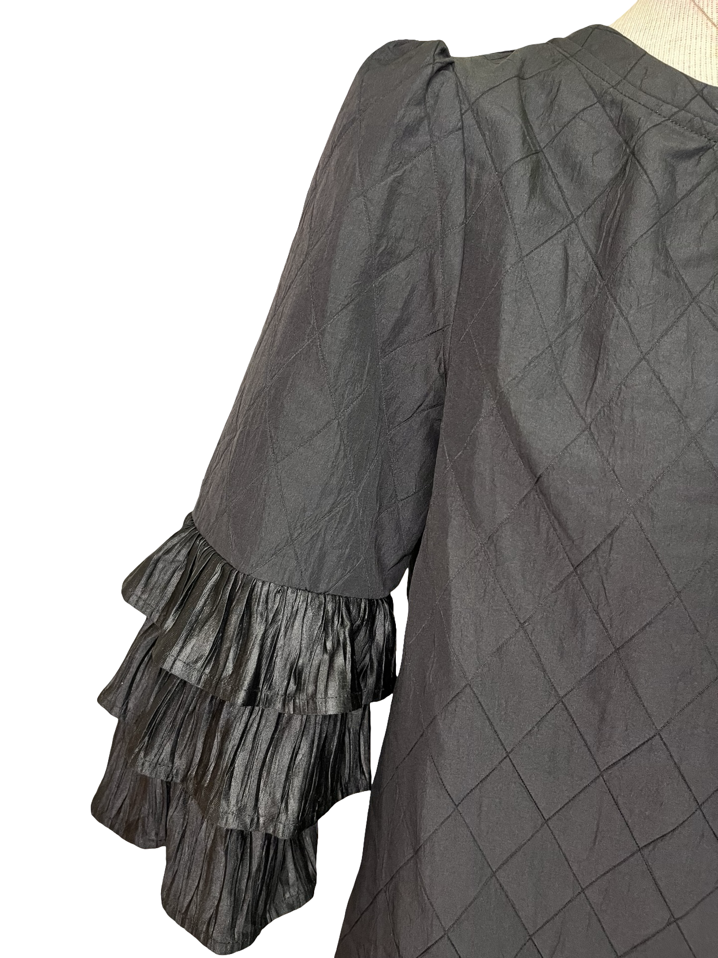 Three Layer Pleated Top Black