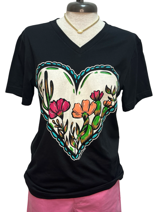 Western Heart V-Neck Tee