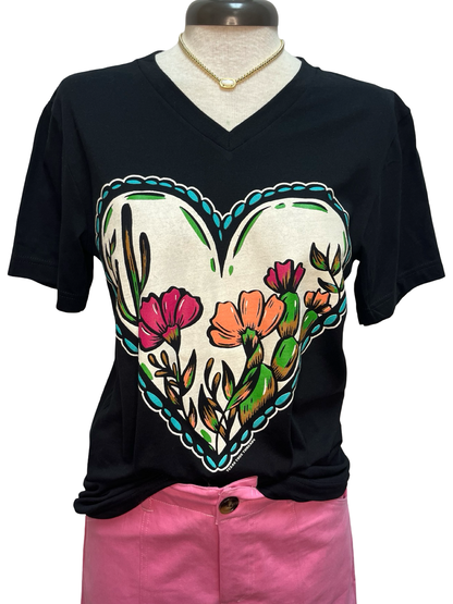 Western Heart V-Neck Tee