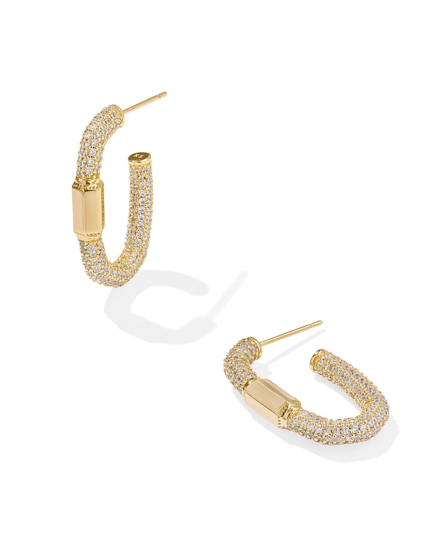 Emery Hoop Earrings Gold White Crystal