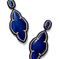 Abbie Enamel Frame Statement Earrings Gold Navy MOP