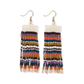 Adaline Stripe Fringe Earrings Citron+Coral
