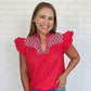 April Red Embroidered Blouse