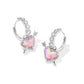 Ari Heart Arrow Huggie Earrings Silver Pink Opalescent Resin