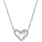 Ari Heart Statement Short Pendant Necklace Silver Ivory MOP