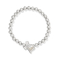 Ari Heart Texas Stretch Bracelet Silver Ivory MOP