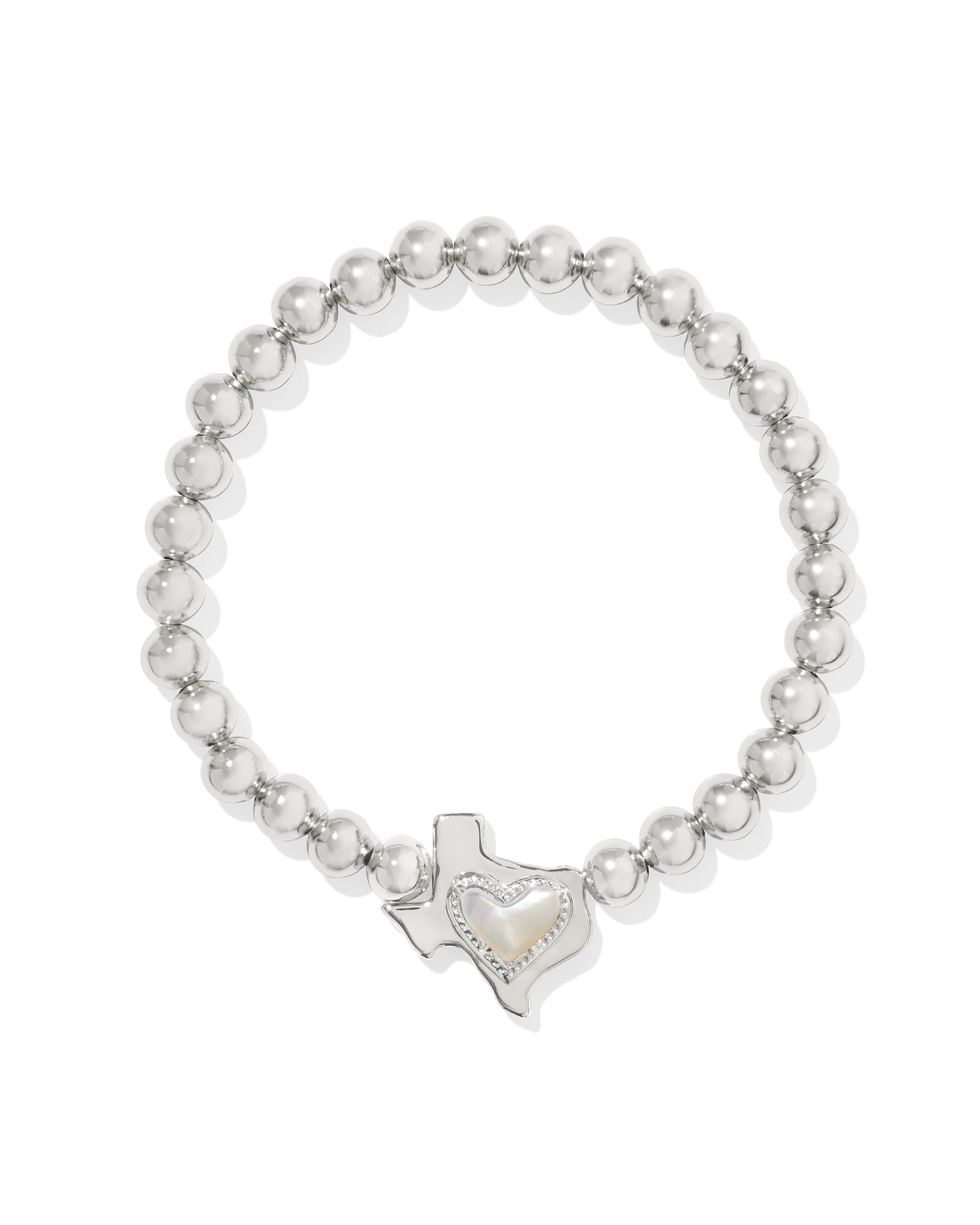 Ari Heart Texas Stretch Bracelet Silver Ivory MOP