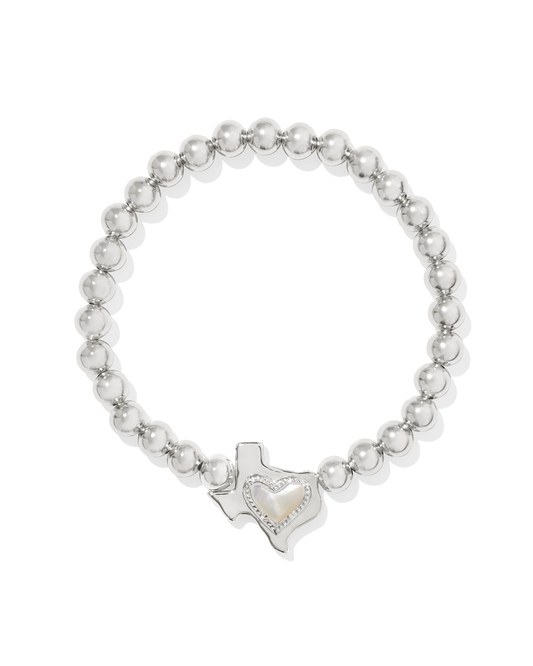 Ari Heart Texas Stretch Bracelet Silver Ivory MOP