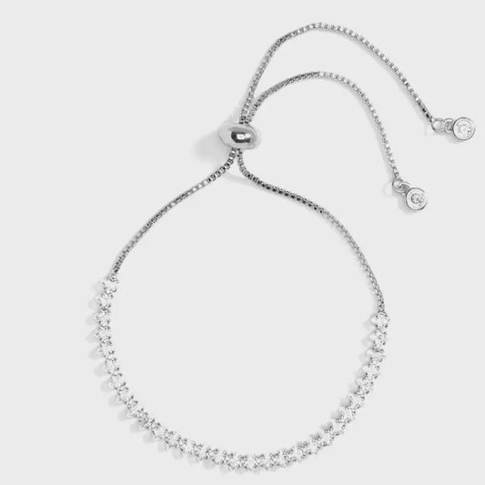 Silver Pulley Tennis Bracelet Marquise CZ