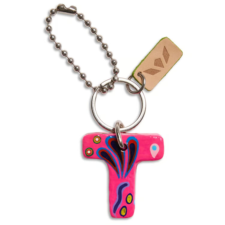 Paper Mache Alphabet Charm Pink