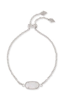 Elaina Delicate Chain Bracelet Rhodium Iri Drusy