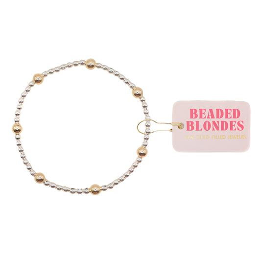 BB Olive Silver with Gold Beaded Bracelet Extended