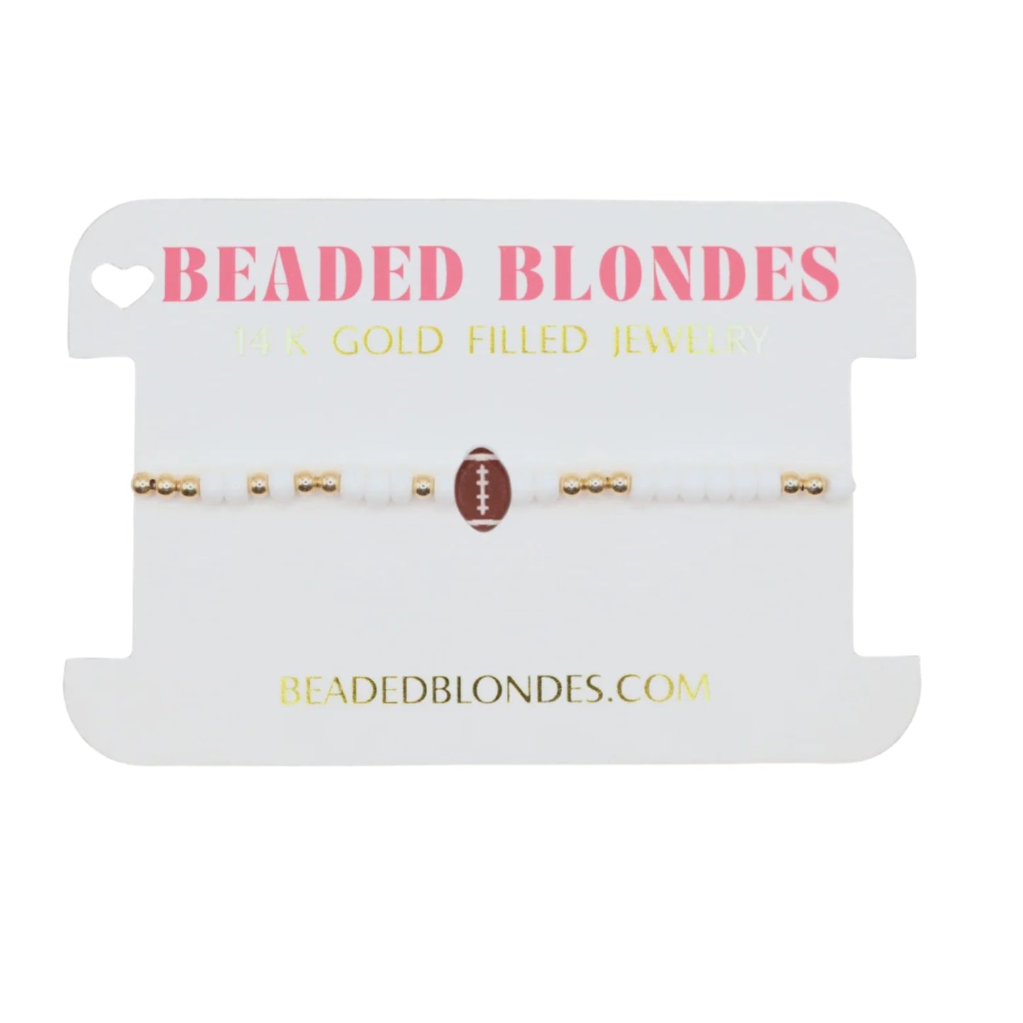 Display card with 'Beaded Blondes' jewelry