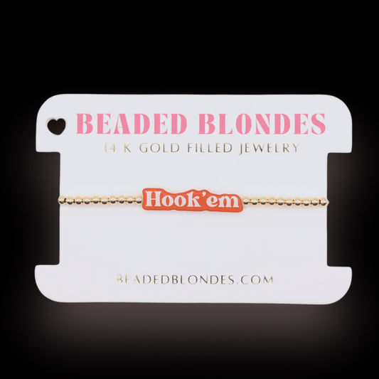 BB Hook'Em Word Gold Bracelet