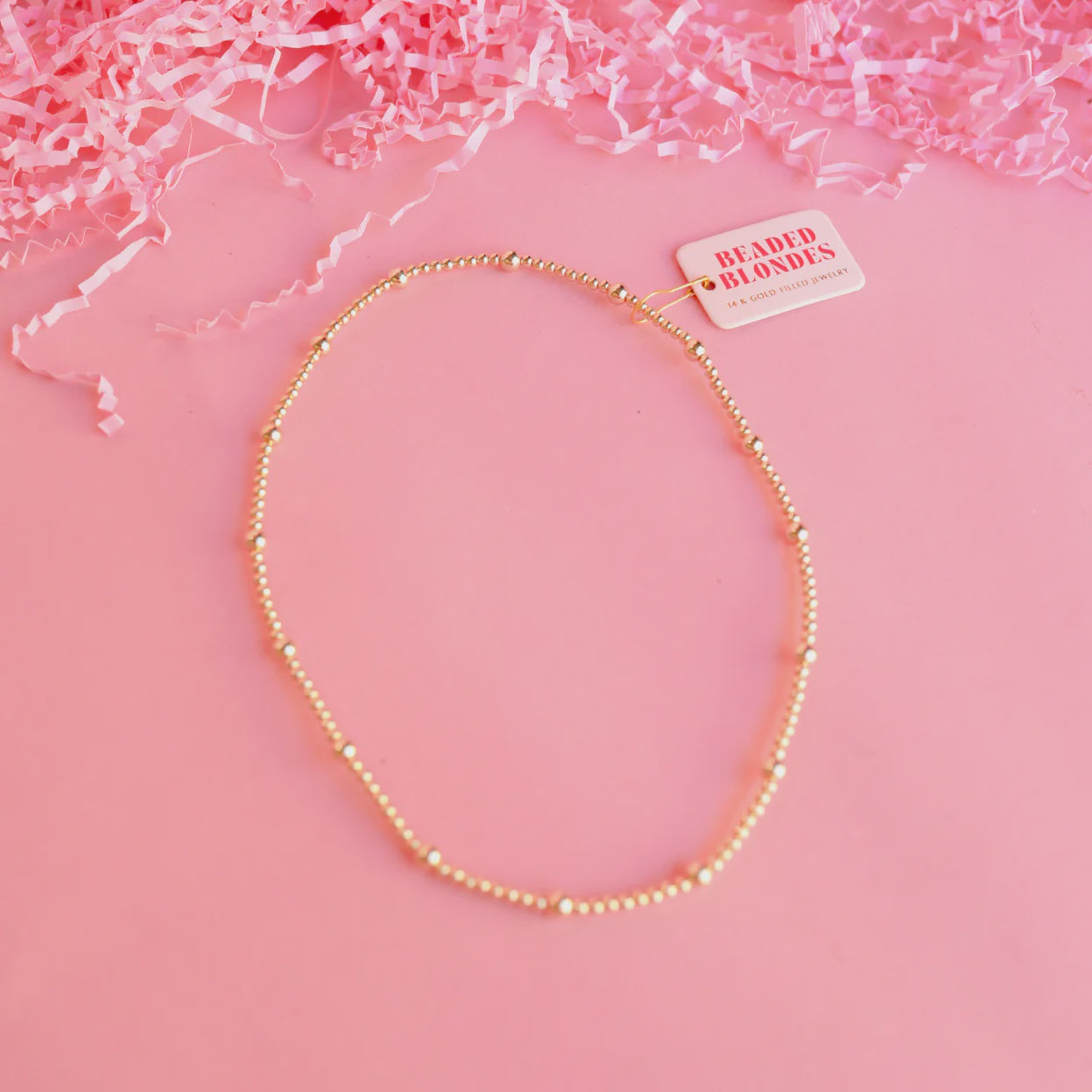 BB Olive Gold Beaded Necklace 20" No Clasp