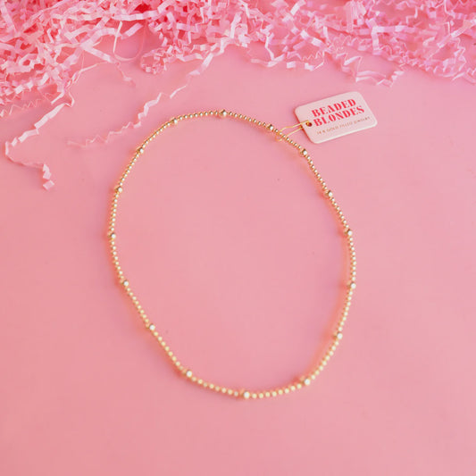 BB Olive Gold Beaded Necklace 20" No Clasp