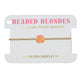 Beaded Blondes jewelry card with a bracelet on a white background