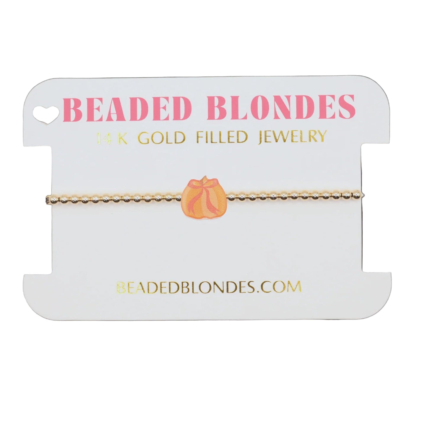 Beaded Blondes jewelry card with a bracelet on a white background