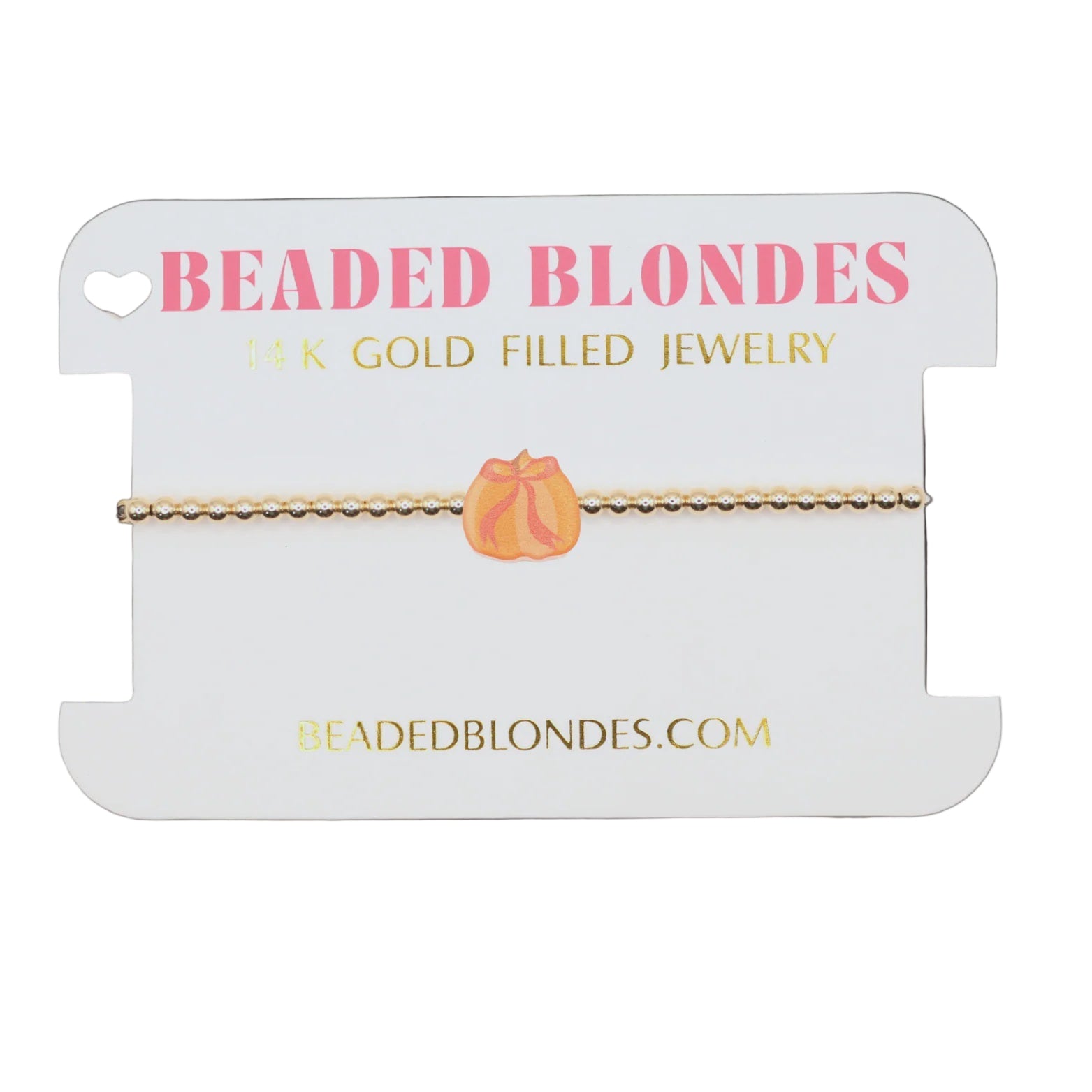 Beaded Blondes jewelry card with a bracelet on a white background