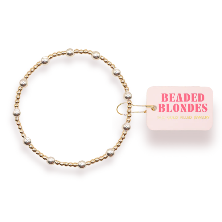 BB Lively Gold with Silver Beaded Bracelet Extended