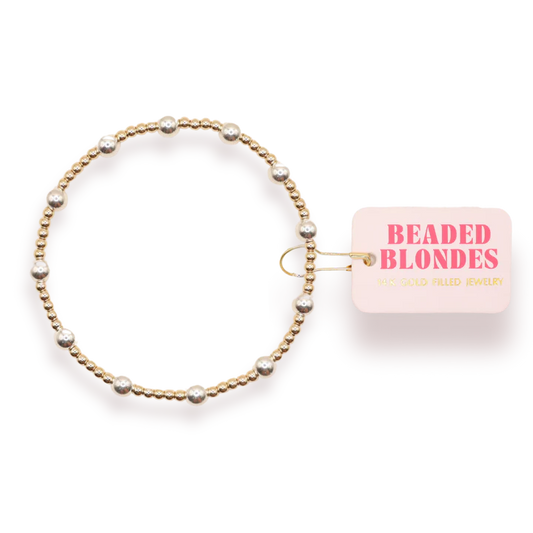 BB Lively Gold with Silver Beaded Bracelet Extended