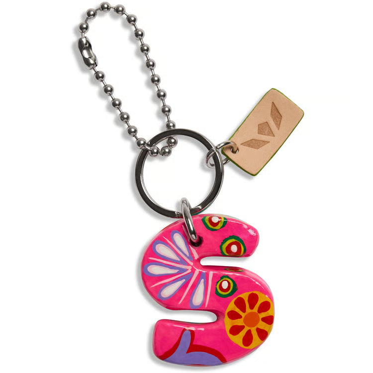 Paper Mache Alphabet Charm Pink
