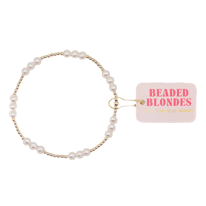 BB ILY Pearl in Gold Bracelet Extended