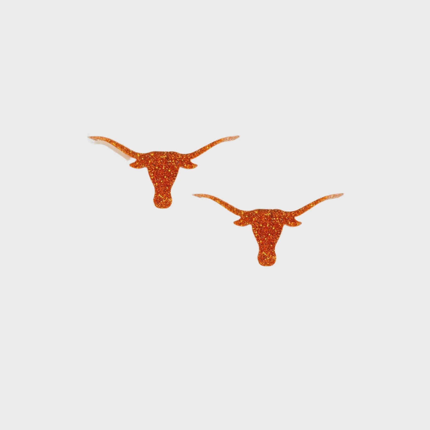 Texas Burnt Orange Glitter Longhorn Studs