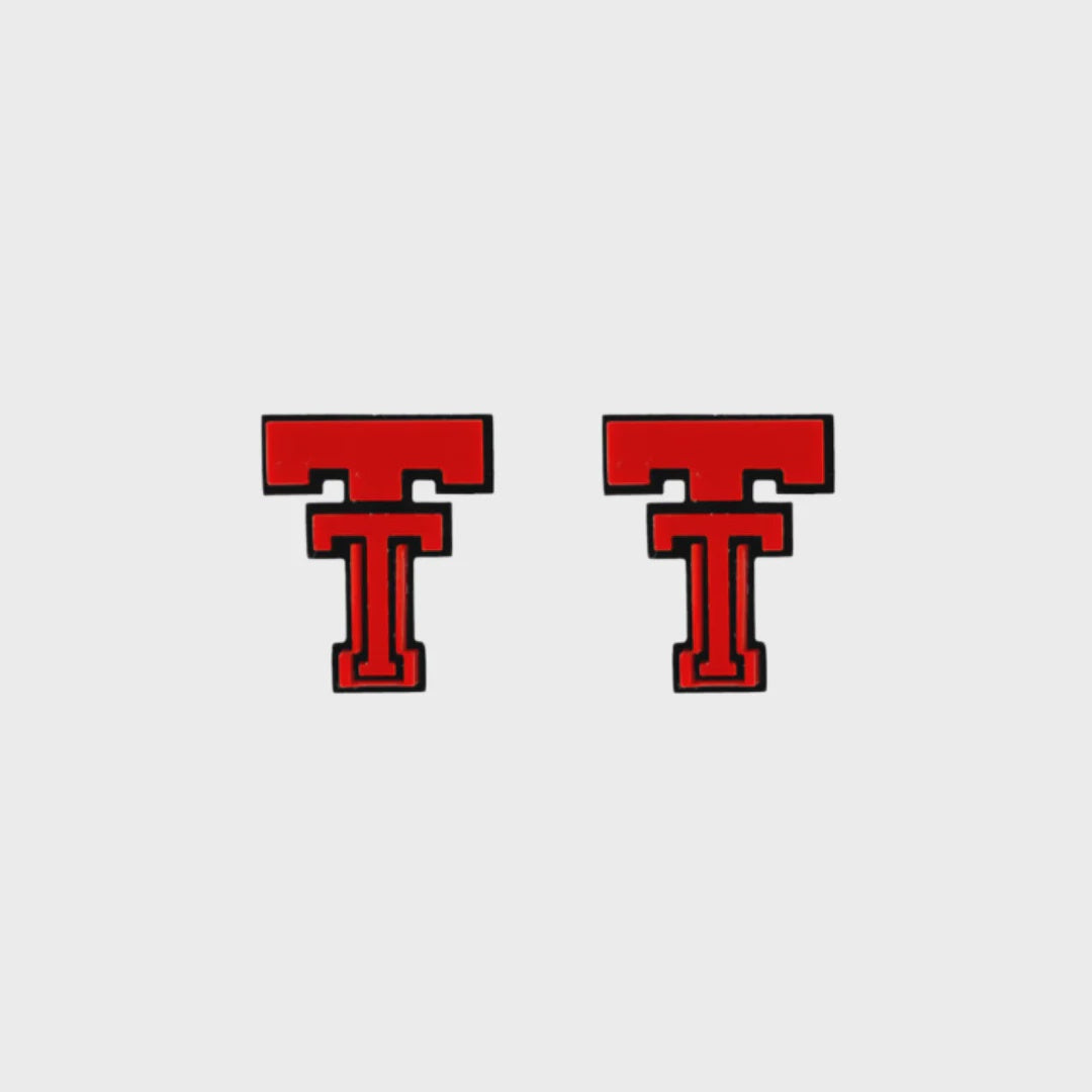 Texas Tech Red and Black Vintage Double T Studs