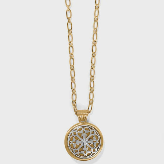 Ferrara Two Tone Luce Large Pendant Necklace Silver/Gold