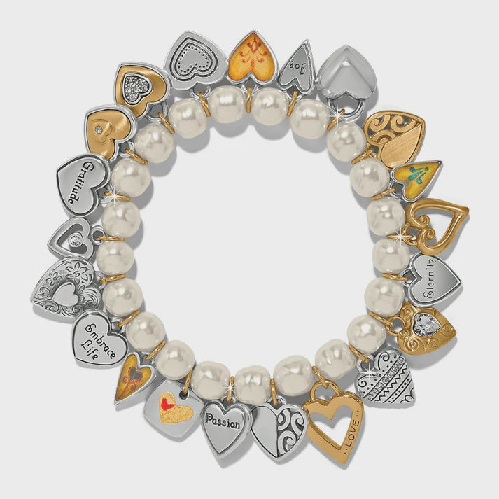One Heart Pearl Stretch Bracelet