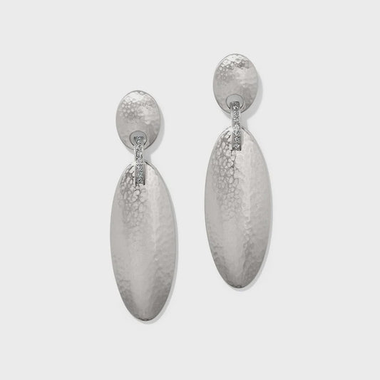 Meridian Orbit Oval Post Drop Earrings Silver