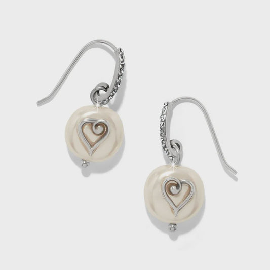 One Heart Pearl French Wire Earrings