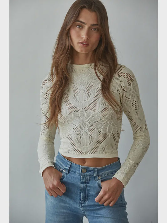 Seamless Jacquard Top Cream