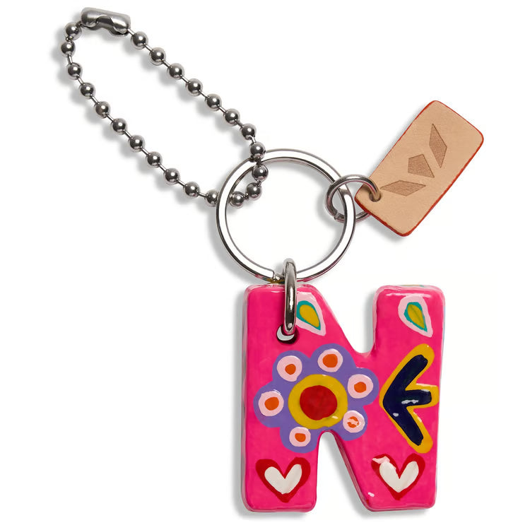 Paper Mache Alphabet Charm Pink