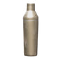 Metallic water bottle with engraved design on a white background