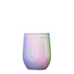 Gradient pink to green tumbler with 'Corkcicle' branding on a white background