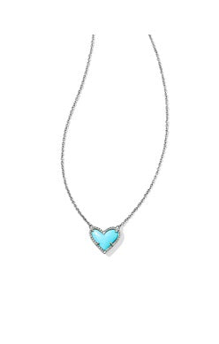 Ari Heart Pendant Necklace Silver Turquoise Magnesite