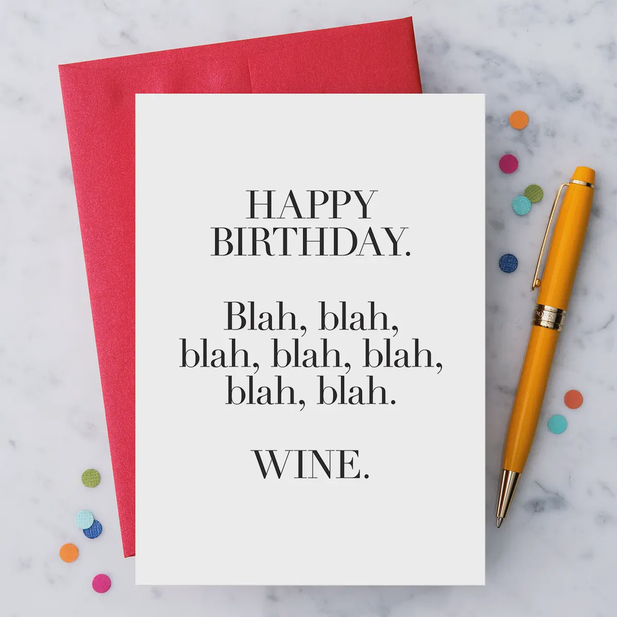 Happy Birthday Blah Blah Blah Wine Birthday Greeting Card