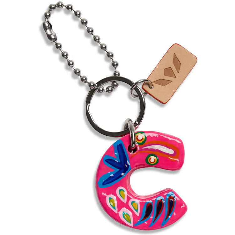 Paper Mache Alphabet Charm Pink