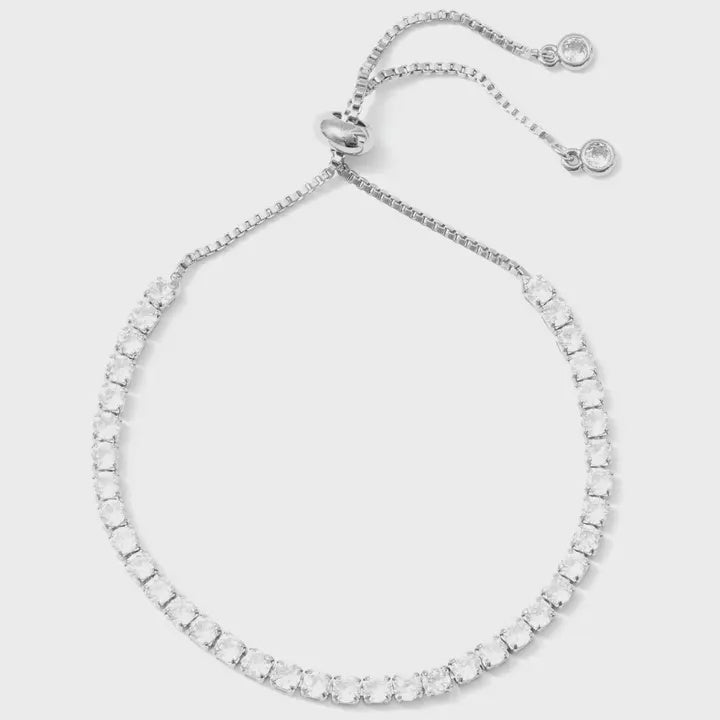 Faux Diamond Tennis Bracelet 3mm Silver