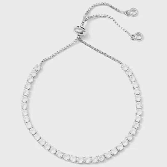 Faux Diamond Tennis Bracelet 3mm Silver