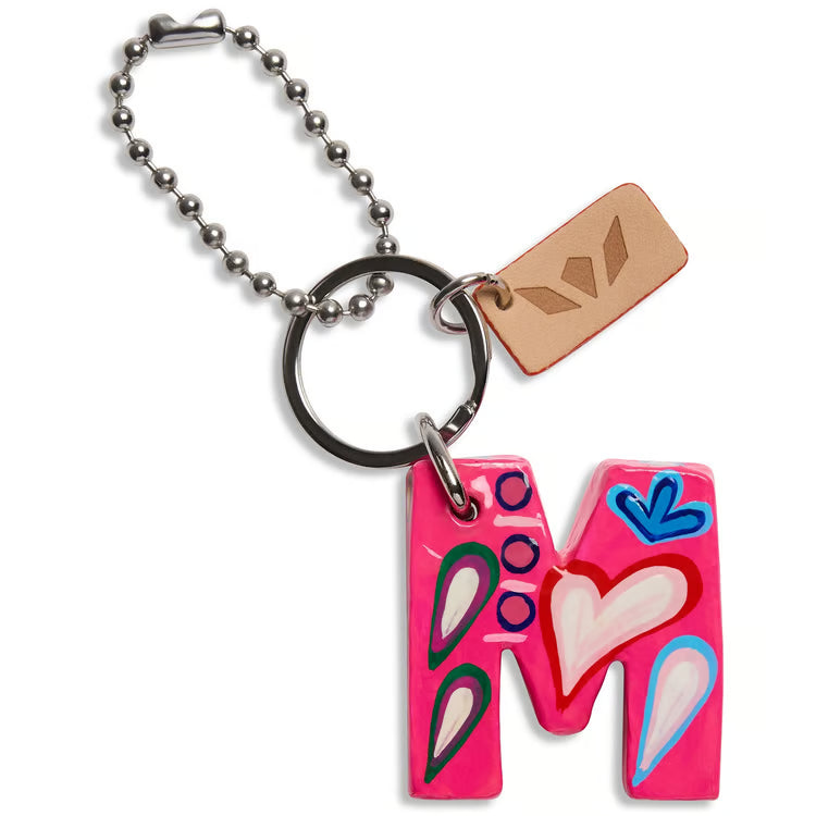 Paper Mache Alphabet Charm Pink